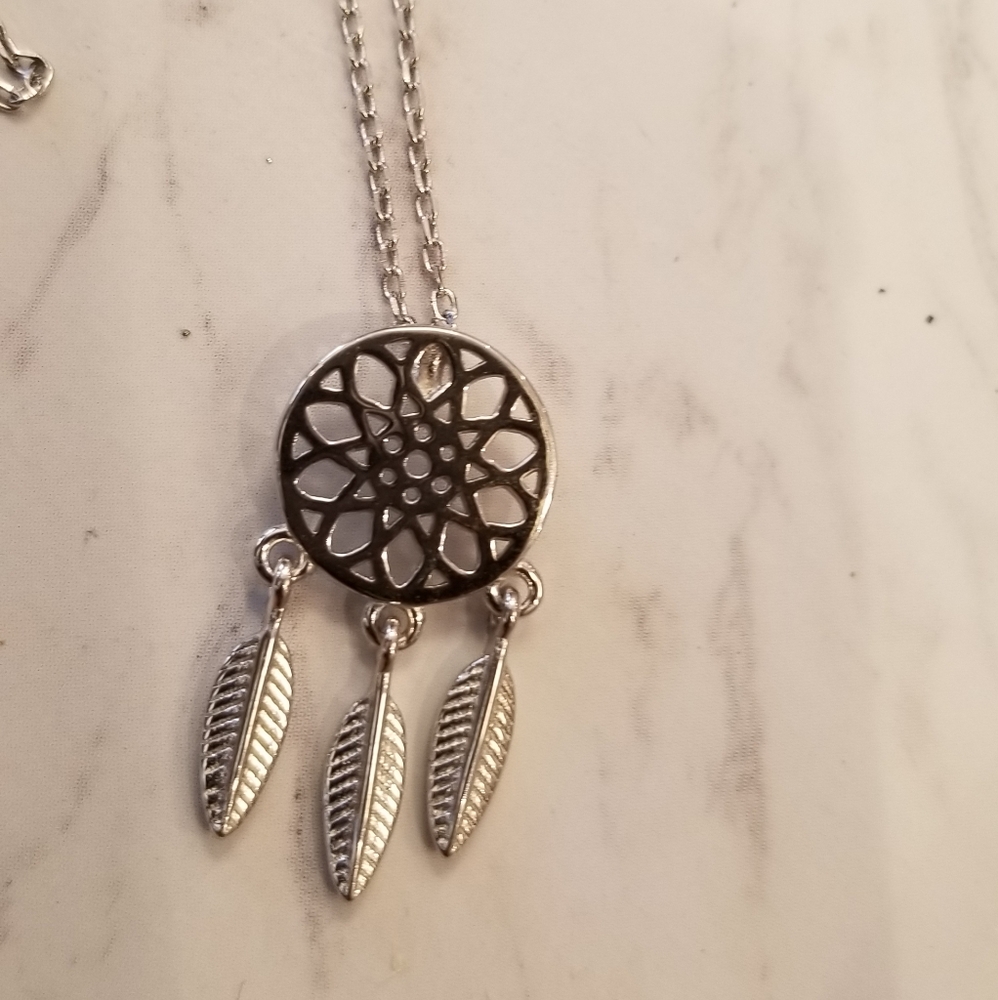 Sterling silver Dreamcatcher pendant Necklace